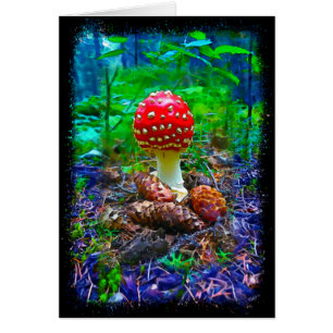 Champignons vibrants - Carte d'art de 5 po x 7 po