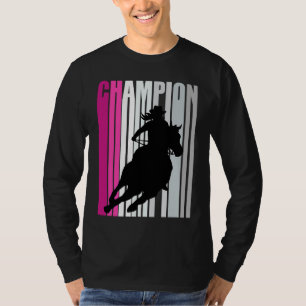 Champion Barrel Racing Pferd Reiten Pink Retro Kuh T-Shirt