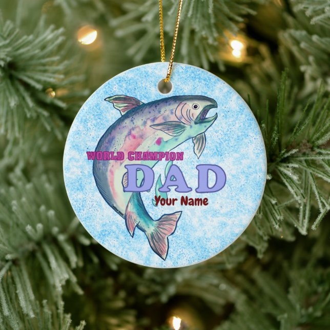Champion Fishing Vater Keramik Ornament (Baum)