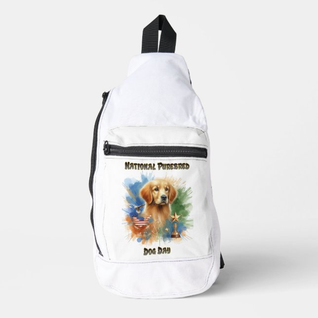 Champion Golden Retriever Glitzern mit Trophäe Crossbody Bag (Vorderseite)