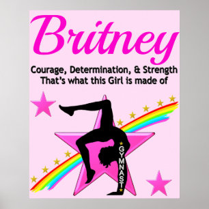 CHAMPION GYMNASTICS FILLE POSTER PERSONNALISÉ