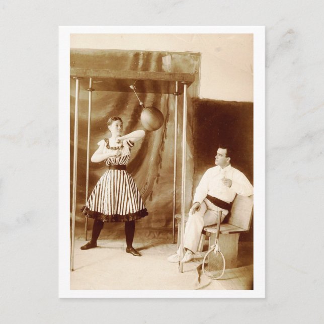 Champion Lady Bag Puncher der Welt Vintag Postkarte (Vorderseite)