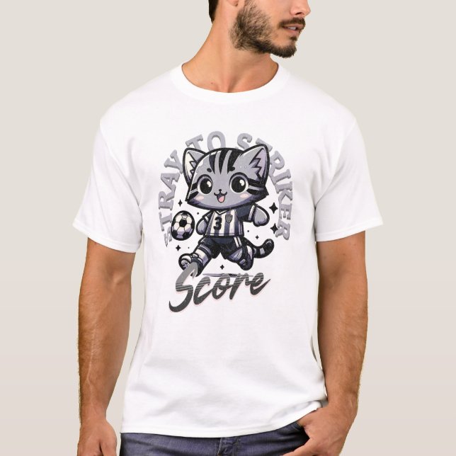 Champion Striker Cat: Feline Soccer Star T-Shirt (Vorderseite)