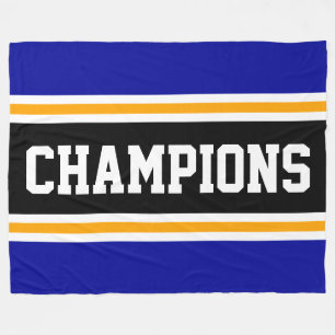 CHAMPIONS Athletic Royal Blau Schwarz Orange Strei Fleecedecke