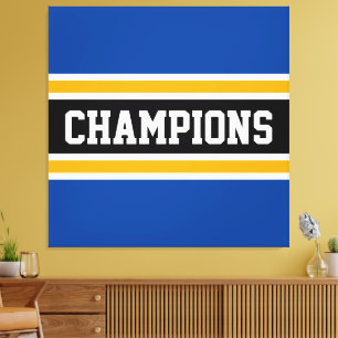 CHAMPIONS Deep Blue Black Orange Racing Streifen Leinwanddruck