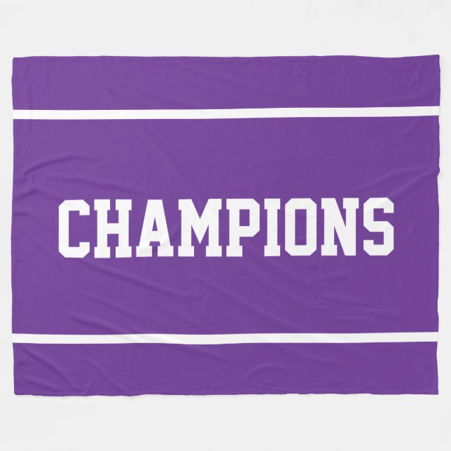 CHAMPIONS Fun Sporty White Stripes On Royal Purple Fleecedecke (Vorderseite (Horizontal))