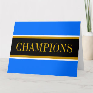 CHAMPIONS Hellblau Schwarz Weiß Rennstreifen Dankeskarte