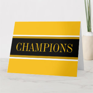 CHAMPIONS Hellgelb Orange Schwarz Weiß Streifen Dankeskarte