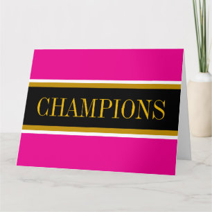 CHAMPIONS Hellrosa Schwarz Weiß Rennstreifen Dankeskarte