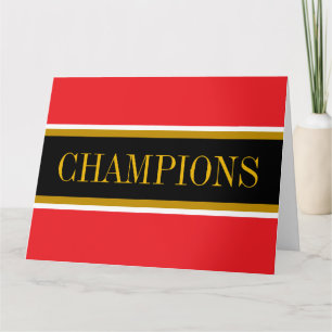 CHAMPIONS Hellrot Schwarz Weiß Rennstreifen Dankeskarte