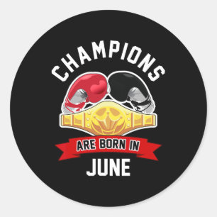 Champions sind im Juni Boxsport zum Geburtstag G G Runder Aufkleber