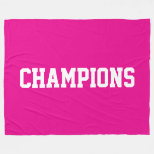 CHAMPIONS Sportlich Weiße Schrift Auf Hellrosa Fleecedecke