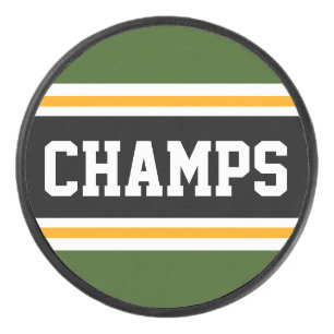 CHAMPS Athletic Grün Schwarz Orange Rennstreifen Eishockey Puck
