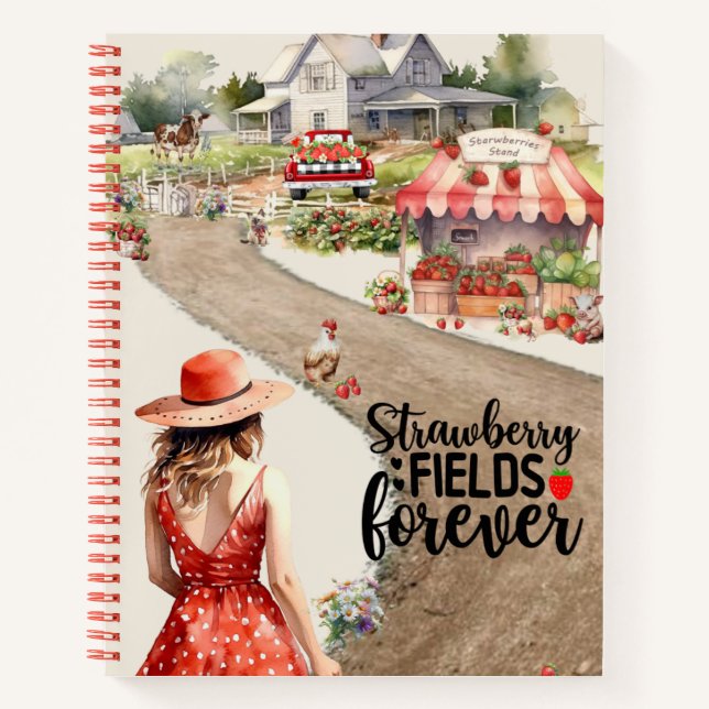Champs de fraise pour toujours Carnet spiral (Devant)