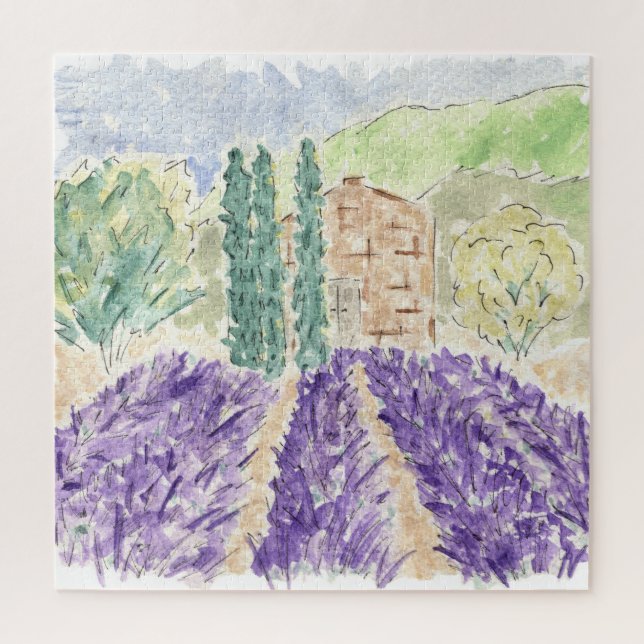 Champs de lavande France Aquarelle Puzzle (Vertical)