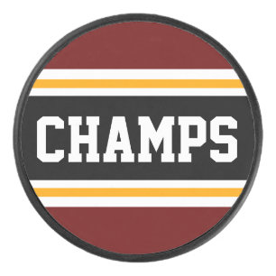 CHAMPS Deep Red Black Yellow Sporpes Eishockey Puck