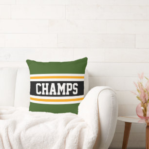 CHAMPS Forest Green Black Yellow Racing Streifen Kissen