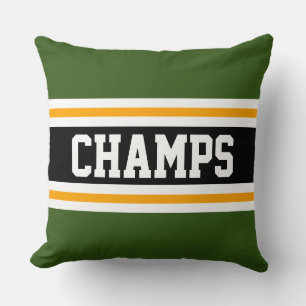 CHAMPS Forest Green Black Yellow Racing Streifen Kissen