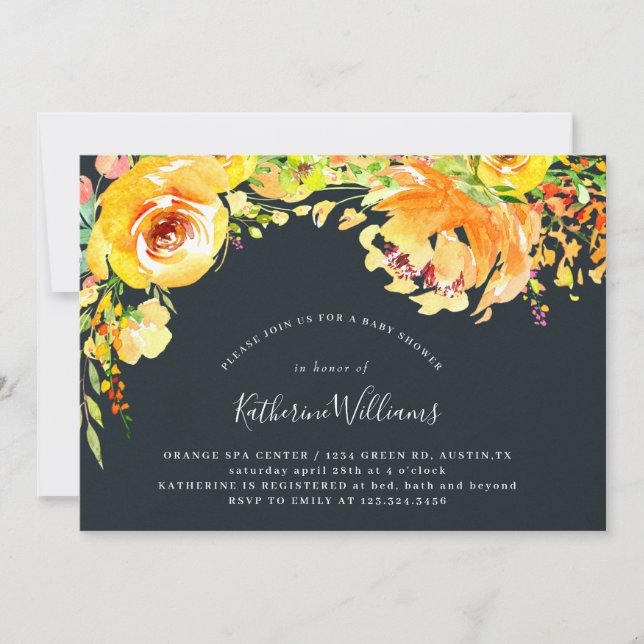 champs jaunes baby shower floral Invitation (Devant)