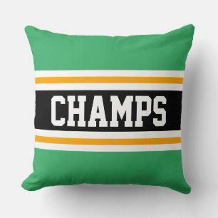 CHAMPS Sporty Bright Green Black Yellow Stripes Kissen