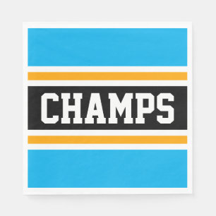 CHAMPS Sporty Bright Sky Blau Gelbe Streifen Serviette