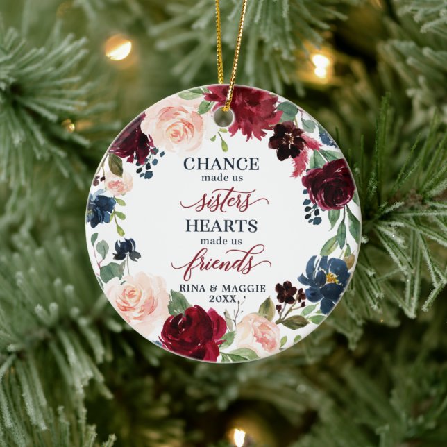 Chance macht uns Schwestern Personalisiert rustika Keramik Ornament (Baum)