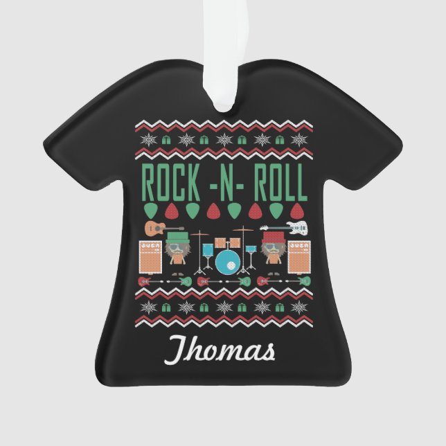 Chandail de Noël moche Rock-n-Roll personnalisé (devant)