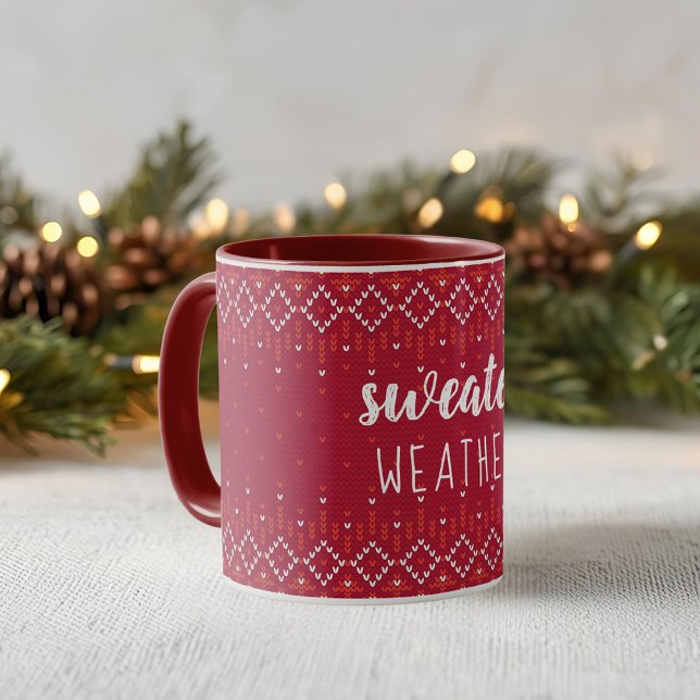 Chandail de Noël rouge Météo Deux Tone Café Mug (Créateur téléchargé)