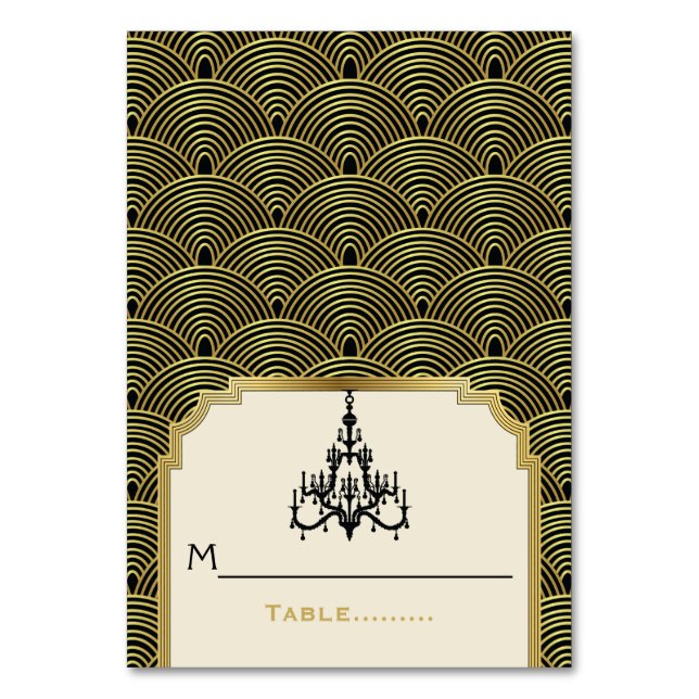 Chandelier Art Déco seigaiha mariage carte de plac (Par défaut)