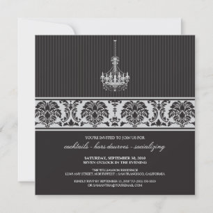 Chandelier Cocktail Party Invite (schwarz/silber) Einladung