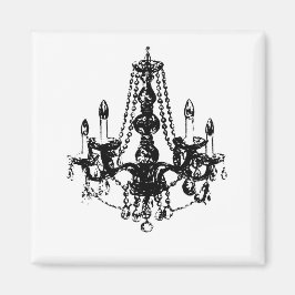 Chandelier Elegance ~ Magnet Schwarz-weiß Retro
