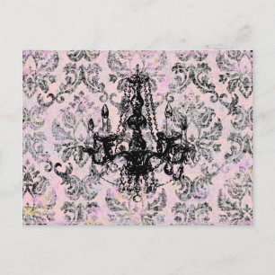 Chandelier Elegance ~ Postcard Vintag Französisch Postkarte