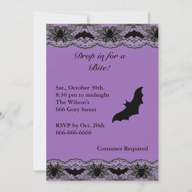 Chandelier et chauves-souris Halloween Invitation (Devant)