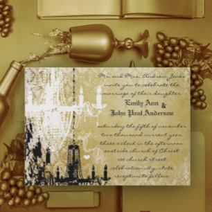 Chandelier Mariage Vintage Damask Or Invitation de