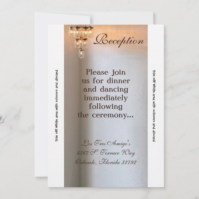 Chandelier Mason Jar, carte de réception 3,5 x 7 (Devant)