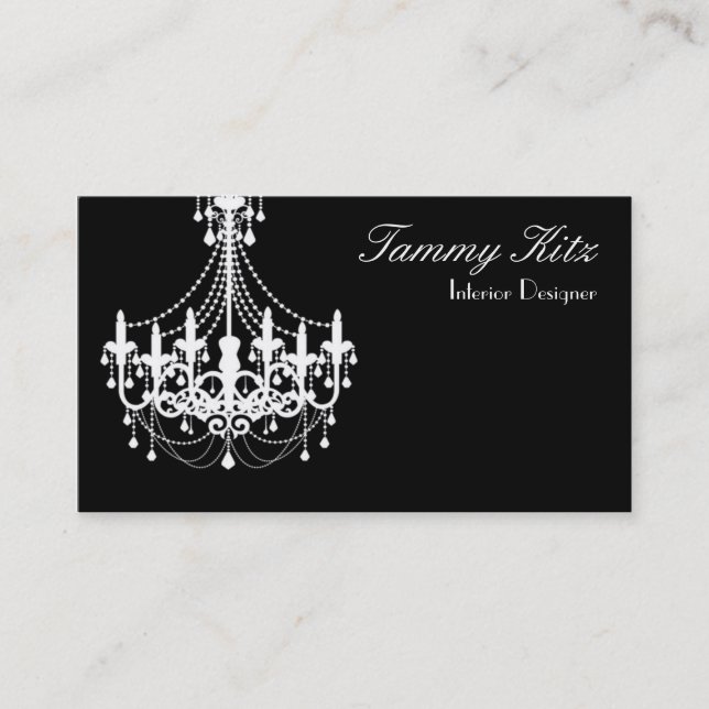 Chandelier noir design Carte de visite chic (Devant)
