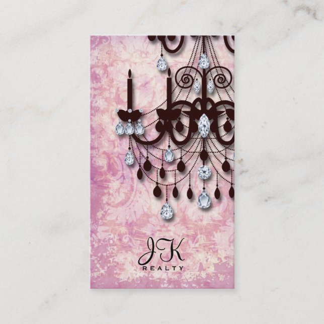 Chandelier Realtor Vintag Damask  Visitenkarte (Vorderseite)