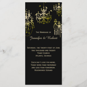 Chandeliers d'or sur Black Posh Wedding Programme
