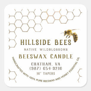 Chandelle de cire d'abeille pure Étiquette avec pe