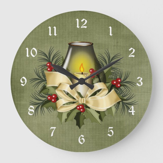 Chandelle De Noël Jolie Tan Horloge Mur De Vacance (Recto)