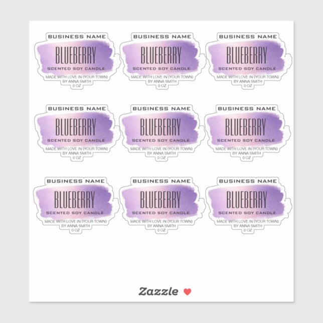 Chandelle de soja transparente Étiquette violette  (Feuille)