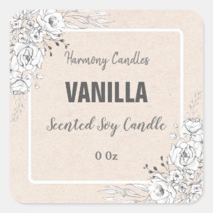 Chandelle en soja Vanilla Beige Étiquettes de prod