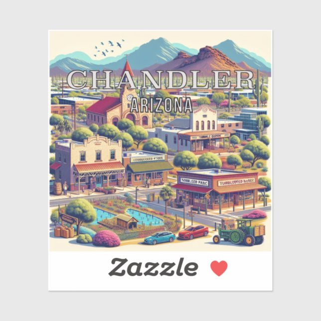 Chandler Arizona 3 Inch Vinyl Sticker (Blatt)