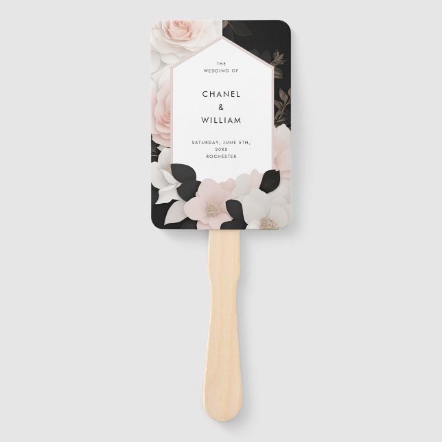 Chanel-inspiriert luxuriöses Hochzeitsprogramm Fächer (Vorderseite)