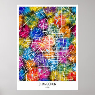 Changchun China Stadtplan Poster