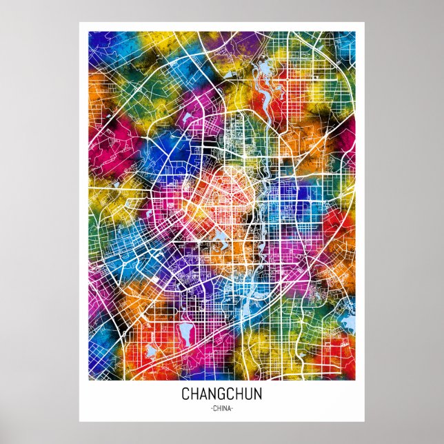 Changchun China Stadtplan Poster (Vorne)