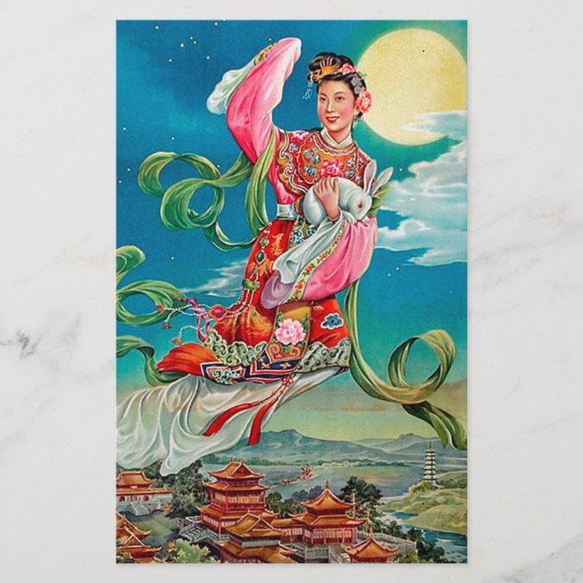 Chang'e 嫦 zum Mond fliegen 娥 chinesische Mondgötti Briefpapier (Vorderseite)