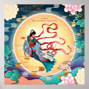 Chang'e auf dem Mond zum Mid-Autumn Festival Poster