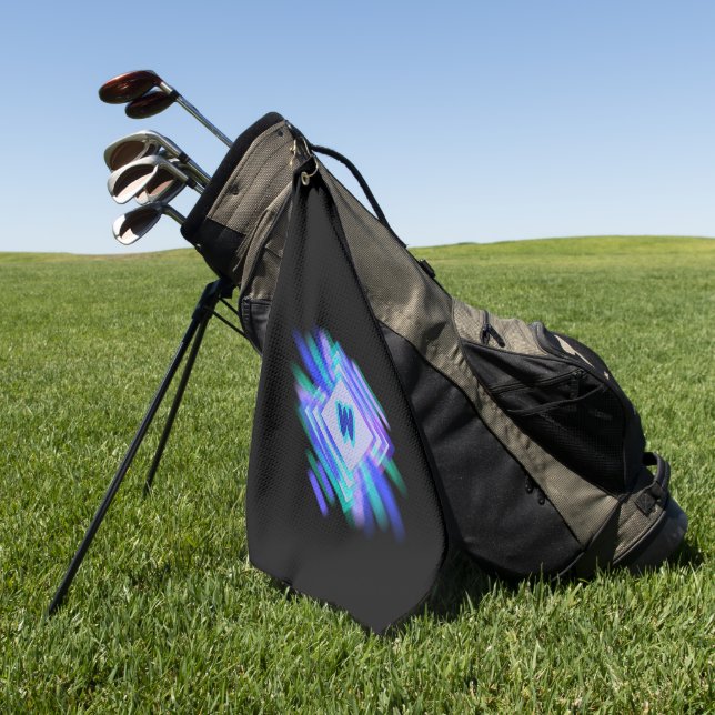 Change Initial, Soft Blue Aqua Diamonds Golfhandtuch (Gras)