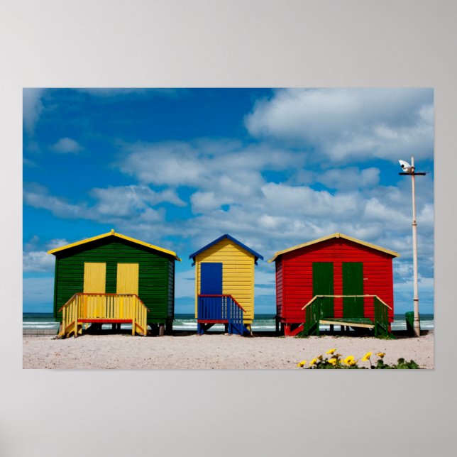 Change Rooms. Muizenberg Beach, Cape Town Poster (Vorne)